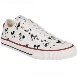 MOA Concept US 9.5 Cream Black Disney Sneakers Mickey Mouse Design Lace Up Shoes